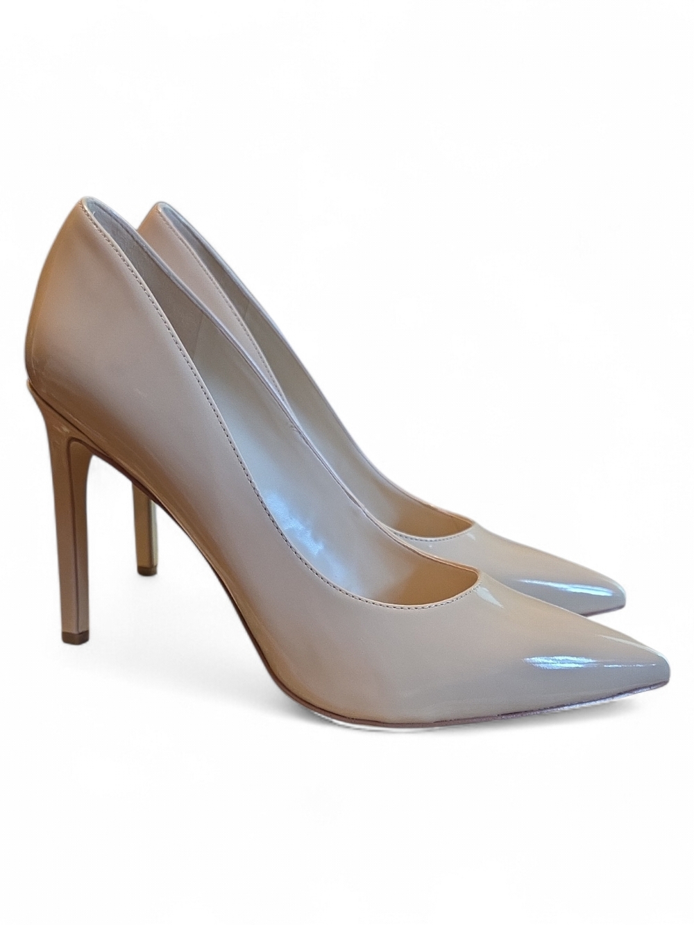 Nine West Tatiana Nude Patent Leather Pointed-Toe Stiletto Pump Size 10 - Picture 2 of 9